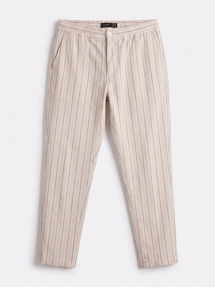 Men's Beige 100% Cotton Regular Fit Pant