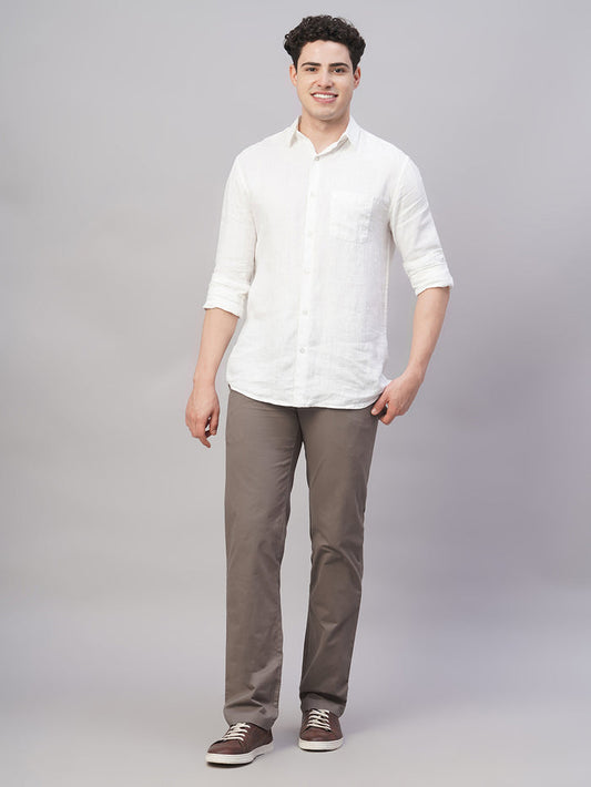 Men's Cotton Lycra Regular Fit Pant Brown