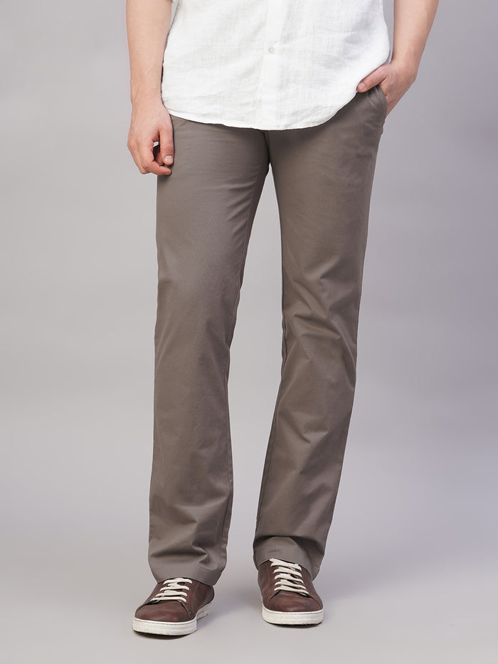 Men's Cotton Lycra Regular Fit Pant Brown