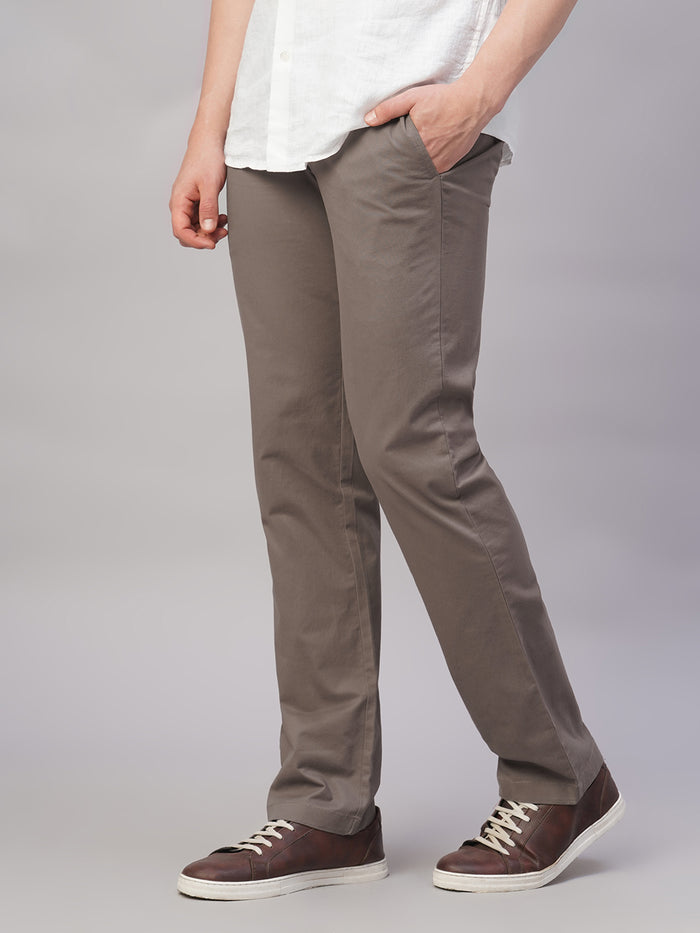 Men's Cotton Lycra Regular Fit Pant Brown