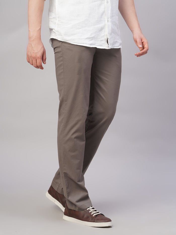 Men's Cotton Lycra Regular Fit Pant Brown