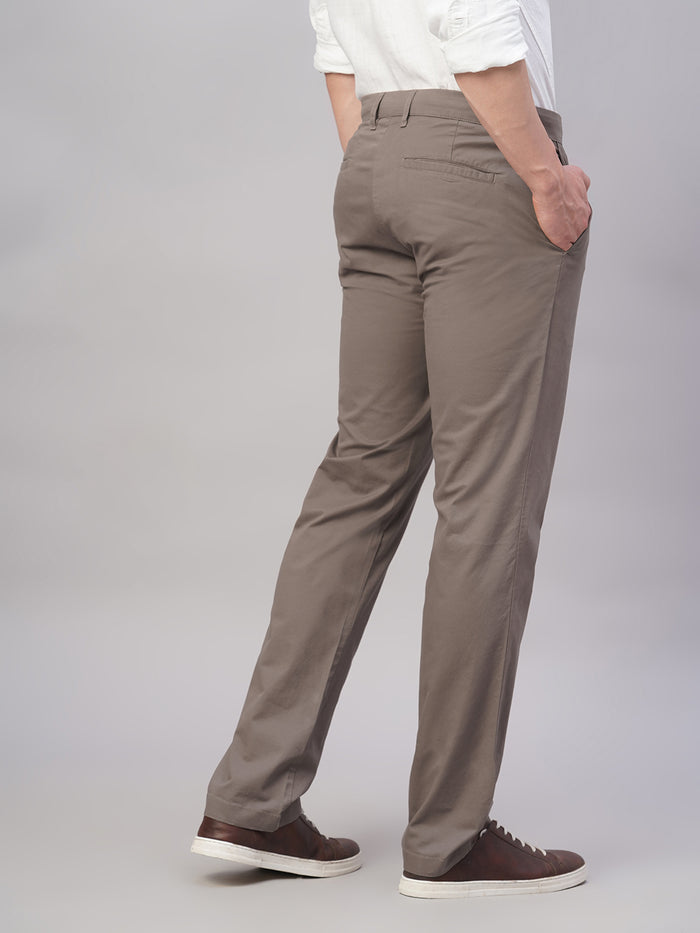 Men's Cotton Lycra Regular Fit Pant Brown