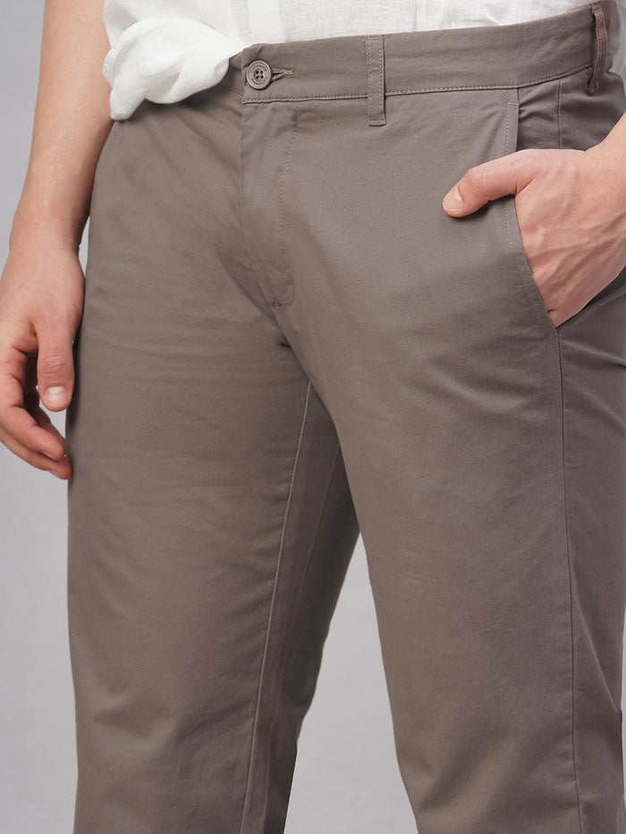 Men's Cotton Lycra Regular Fit Pant Brown