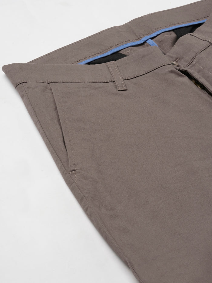 Men's Cotton Lycra Regular Fit Pant Brown