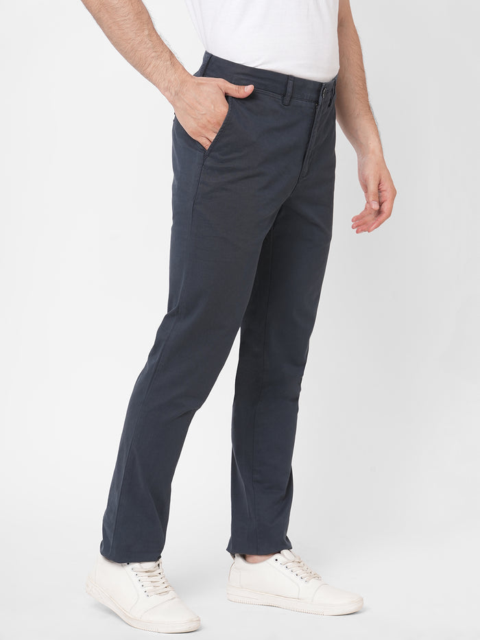 Men's Cotton Lycra Slim Fit Pants Navy