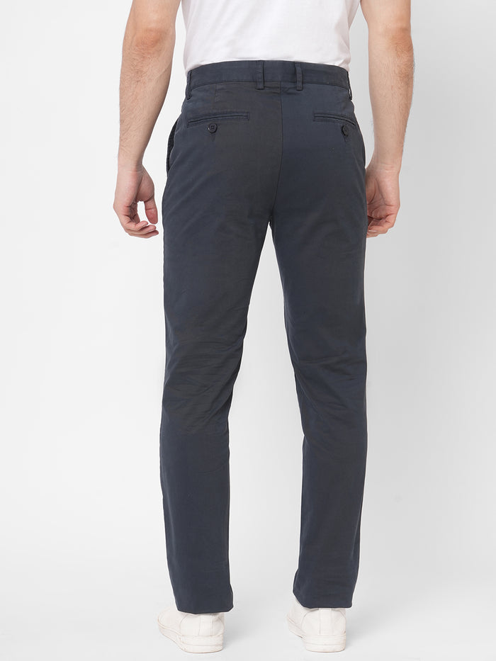 Men's Cotton Lycra Slim Fit Pants Navy