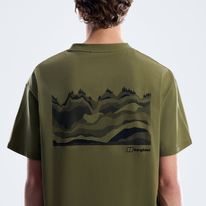Men's Geo Mountain Tee - Dark Green