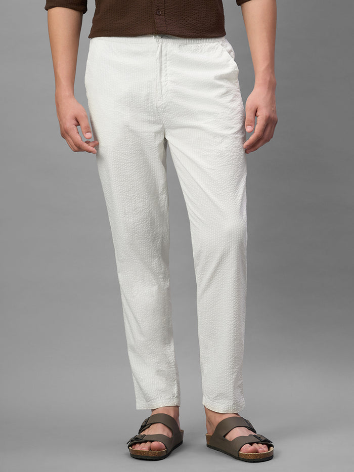 Men's Offwhite 100% Cotton Regular Fit Pant