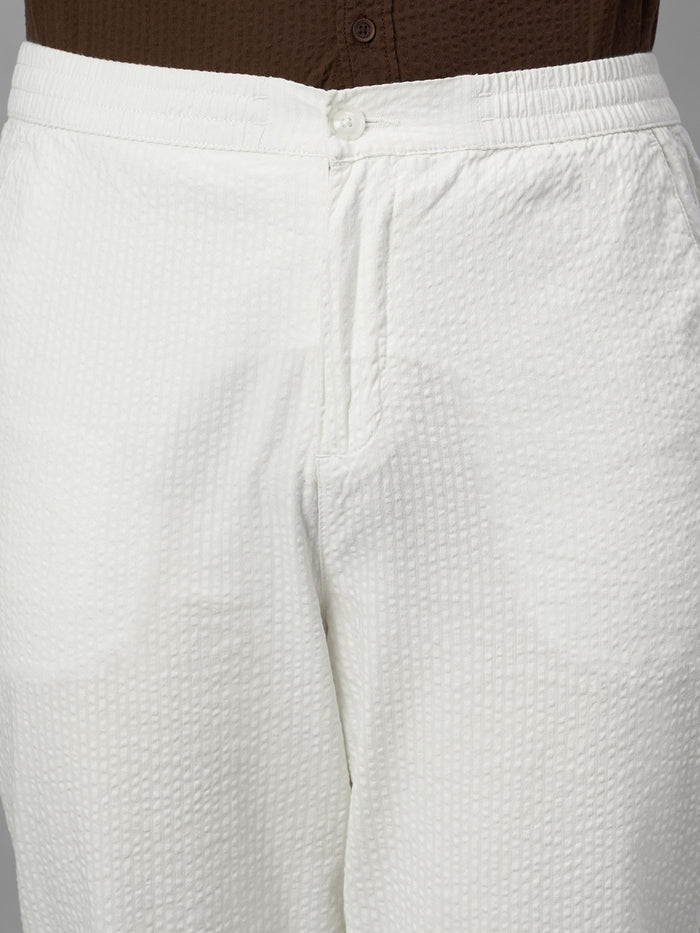 Men's Offwhite 100% Cotton Regular Fit Pant
