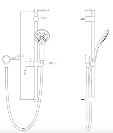 Methen Wairere 5F Rail Shower Matte Black