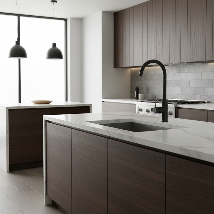 METHVEN Minimalist MK2 Sink Mixer Goose Neck Brushed Nickel / Black