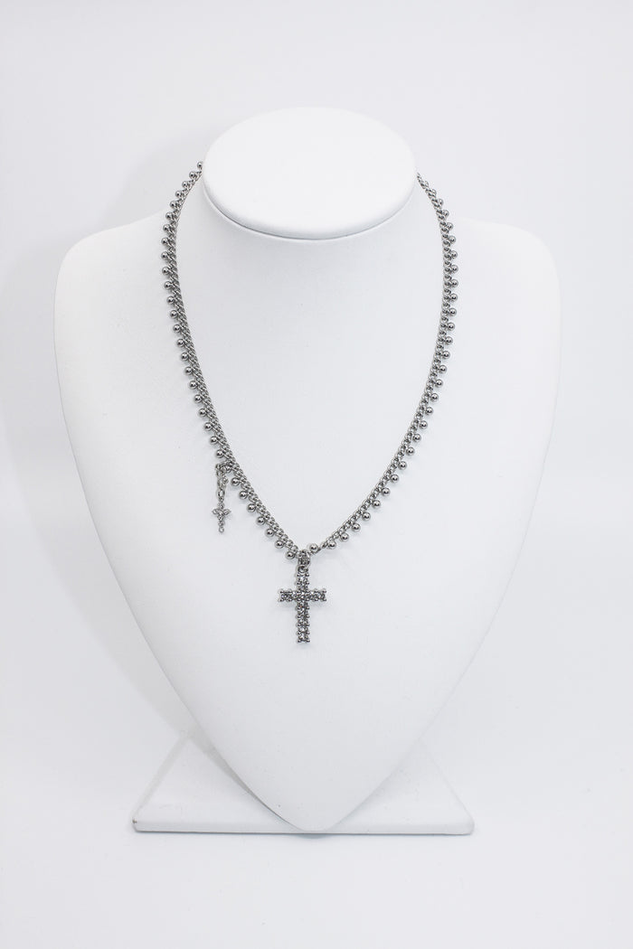 MIAE ドットクロス ネックレス 着用｜韓国ミニマルファッション アクセサリー レディース