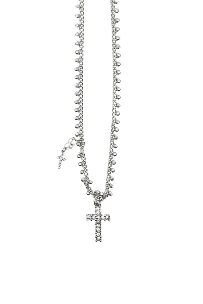 【MIAE ミエ】[Pink orchid house] Dot cross necklace