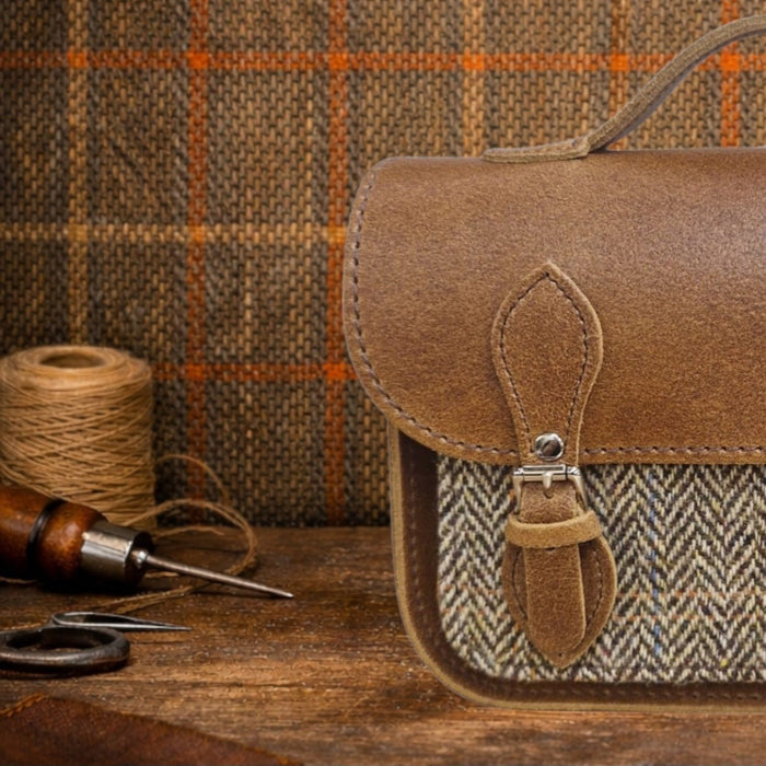 Midi Tannery & Tweed Satchel - Tan - Bascora