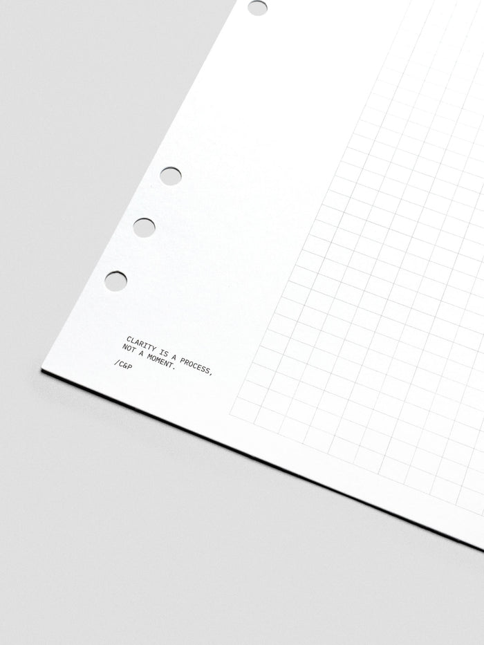 Close up of text design reading "Clarity is a process, not a moment / C&P".