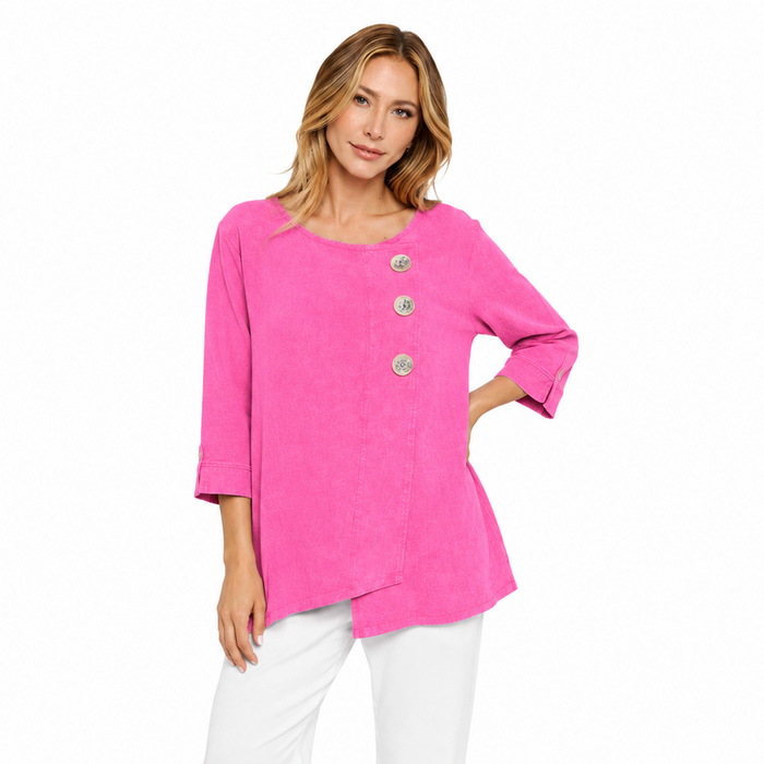 Mineral Wash Cotton Tunic in Fuchsia - CG102-FS