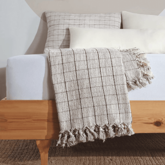 Minimalist 100% Cotton Throw Blankets & Bedspreads: Mustard / Throw Size: 51x79 inch