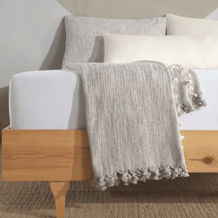 Minimalist 100% Cotton Throw Blankets & Bedspreads: Mustard / Throw Size: 51x79 inch