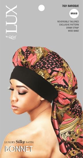 M&M Qfitt  LUX - Luxury Silky Satin Pattern Bonnet - Braid # 7031Afro - 6/packs - Palms Fashion Inc.