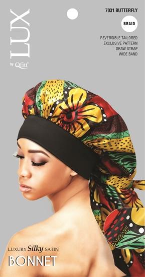 M&M Qfitt  LUX - Luxury Silky Satin Pattern Bonnet - Braid # 7031Afro - 6/packs - Palms Fashion Inc.