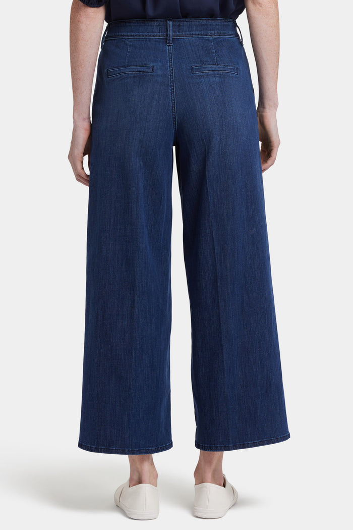 Mona Wide Leg Trouser Ankle Jeans - Ibiza Blues