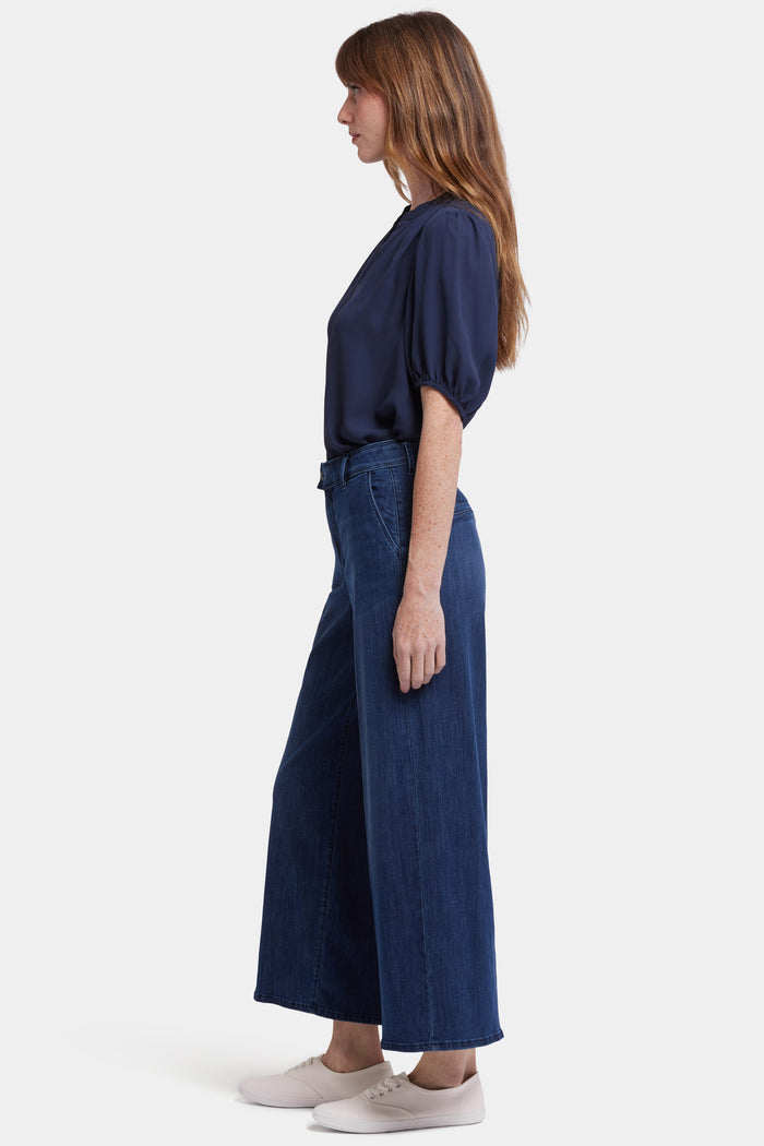 Mona Wide Leg Trouser Ankle Jeans - Ibiza Blues