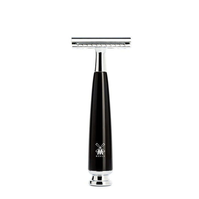MÜHLE Rytmo Black 3-Piece Black Fiber & Safety Razor Shaving Set, Closed Comb Safety Razor