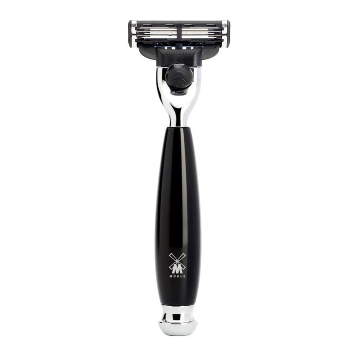 MÜHLE Vivo Black Resin 3-Piece Pure Badger & Mach-3 Shaving Set, Razor