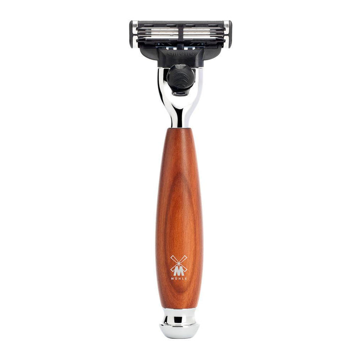 MÜHLE Vivo Plumwood 3-Piece Pure Badger & Mach-3 Shaving Set, Razor