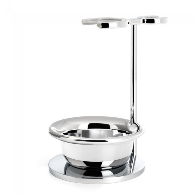 MÜHLE Vivo Black Resin 4-Piece Black Fiber & Mach-3 Shaving Set, Soap Dish and Metal Stand