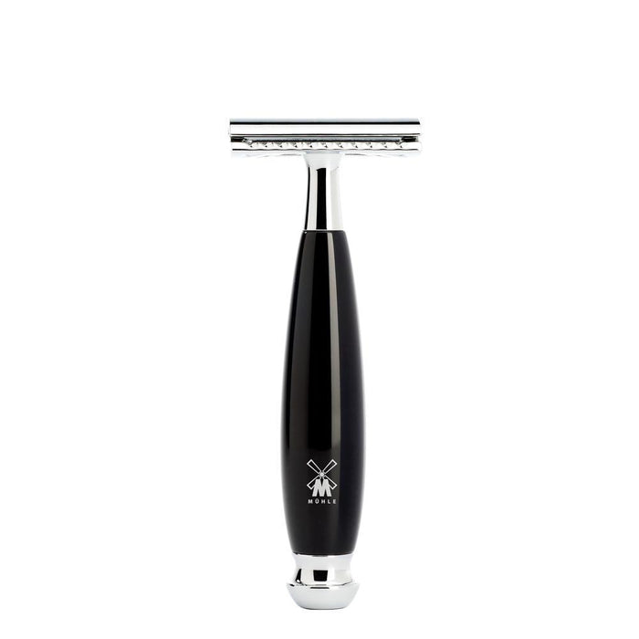 MÜHLE Vivo Black Resin 4-Piece Black Fiber & Safety Razor Shaving Set, Razor