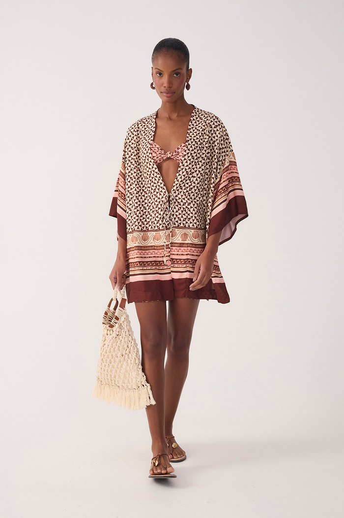 Multicolor Solsticio Front Ties Side Slit Kimono_2