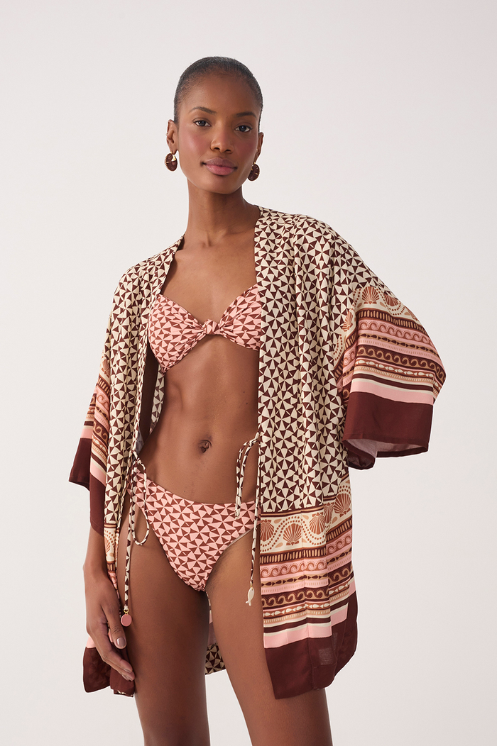 Multicolor Solsticio Front Ties Side Slit Kimono_7