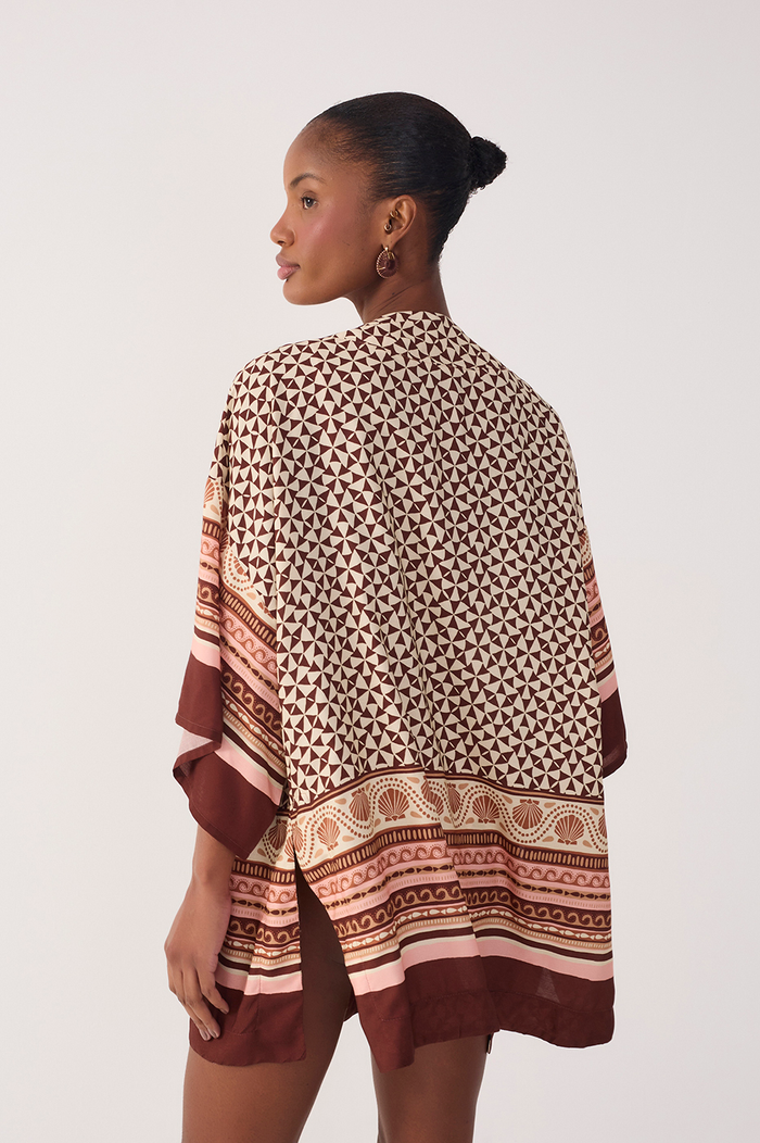 Multicolor Solsticio Front Ties Side Slit Kimono_8