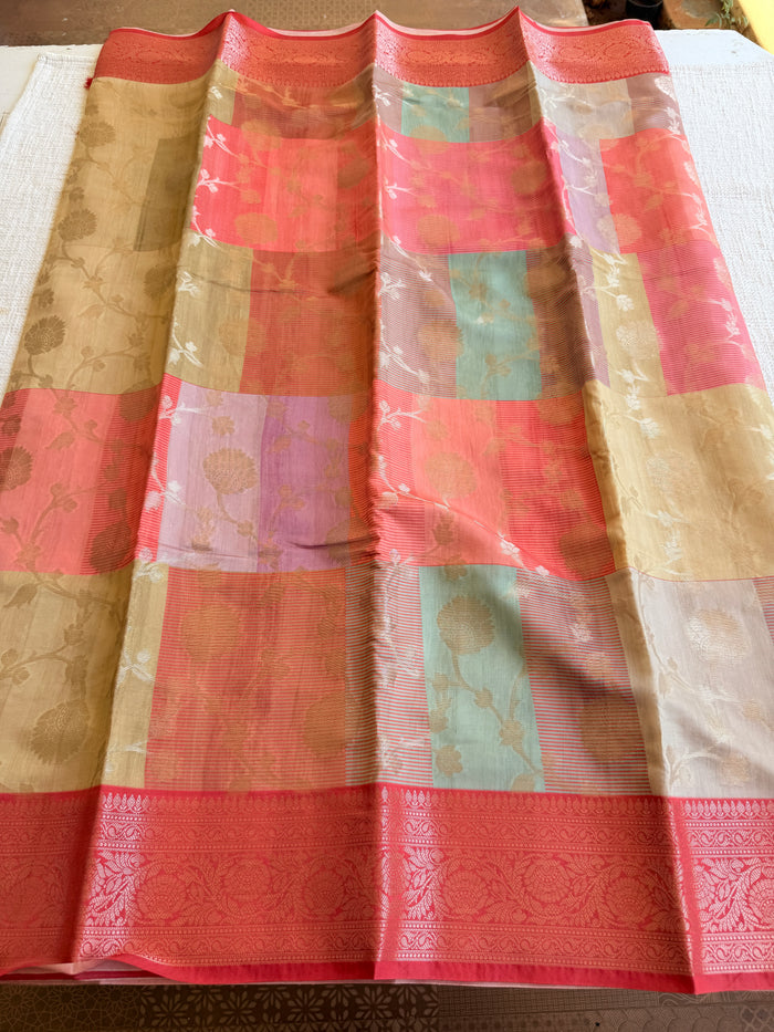 Multicolour jaal weaving saree