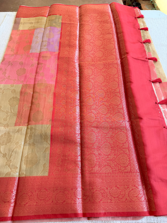 Multicolour jaal weaving saree