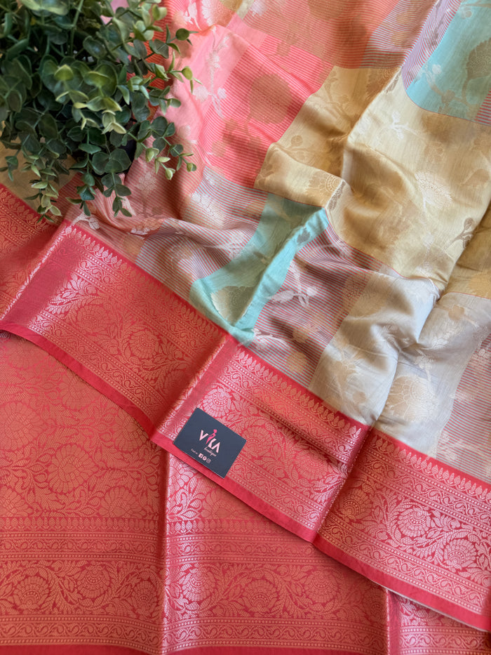 Multicolour jaal weaving saree