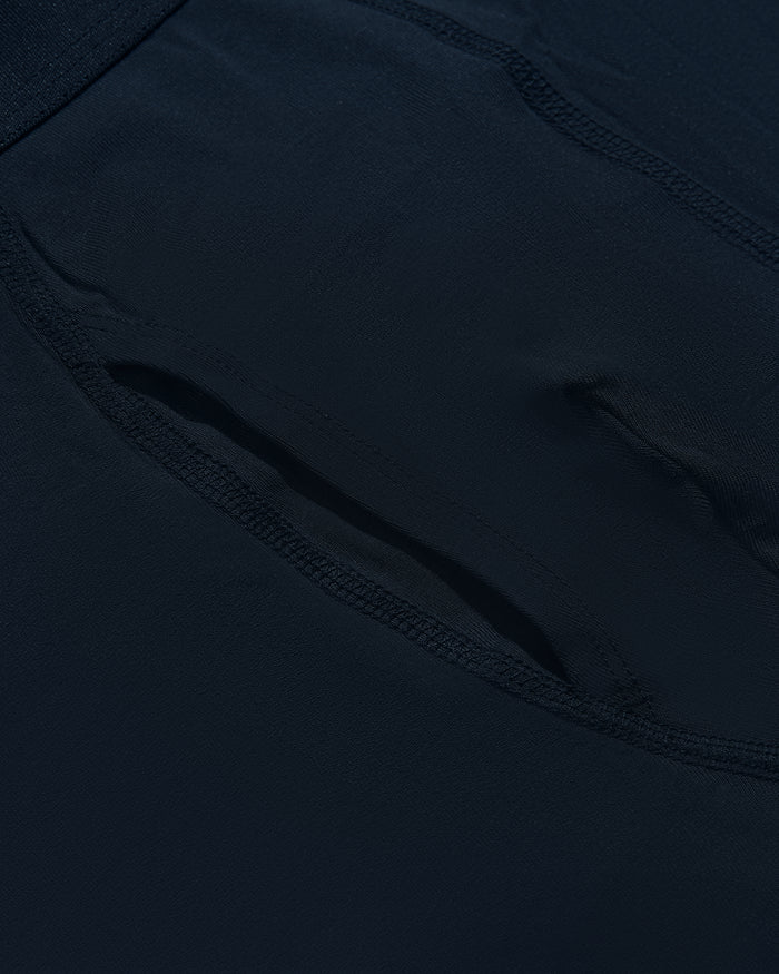 Navy Boxer Trunks W/ Fly 12-Pack, close-up of seam and pocket.