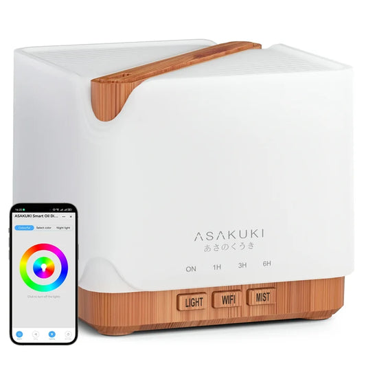 New Cube Light Wood Smart WiFi Essential Oil Diffuser