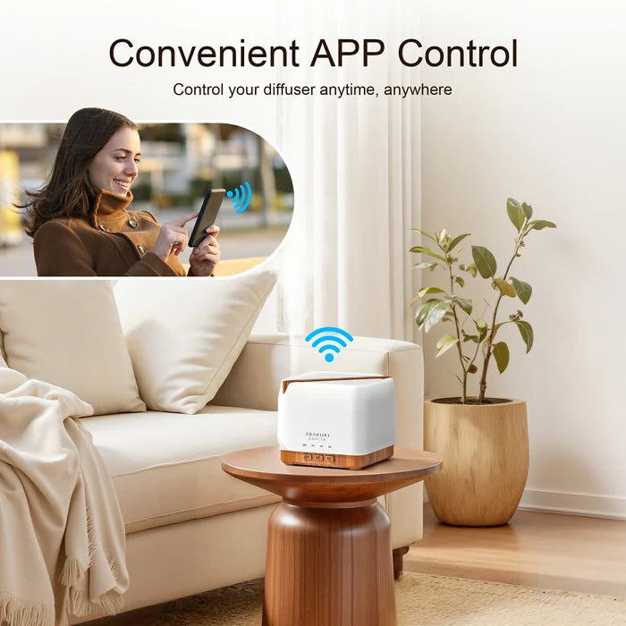 New Cube Light Wood Smart WiFi Essential Oil Diffuser