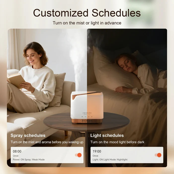 New Cube Light Wood Smart WiFi Essential Oil Diffuser