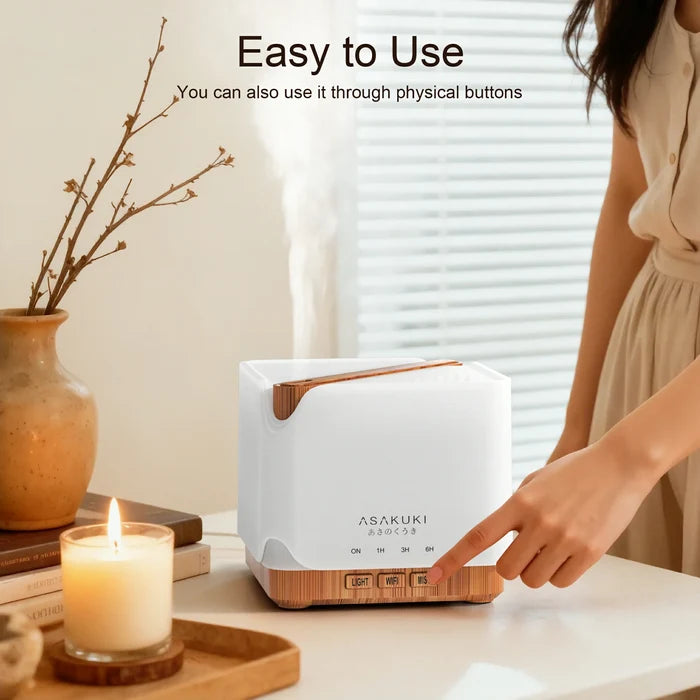 New Cube Light Wood Smart WiFi Essential Oil Diffuser