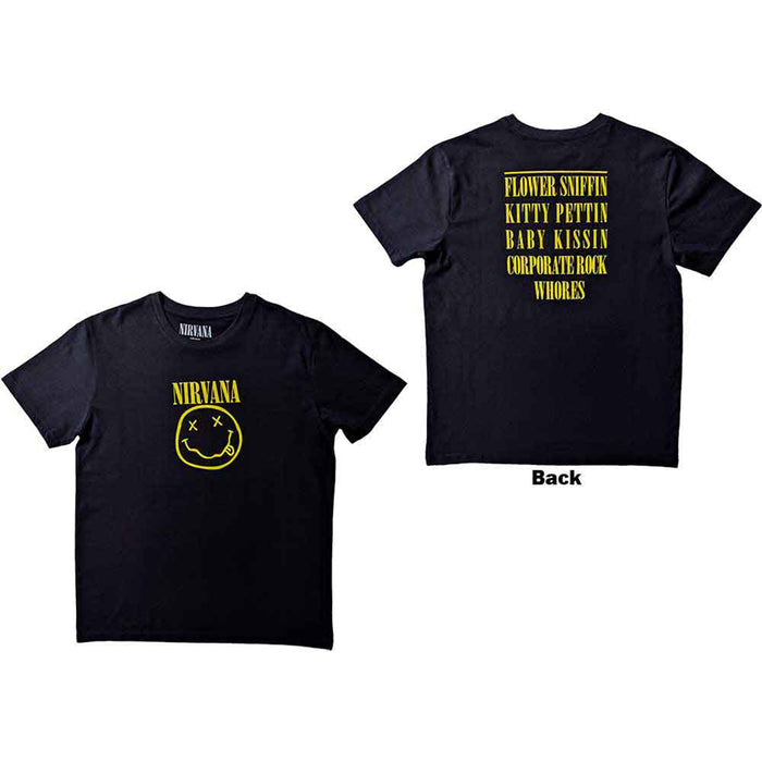 NIRVANA - FLOWER SNIFFIN - T-Shirt Black (Back Print)