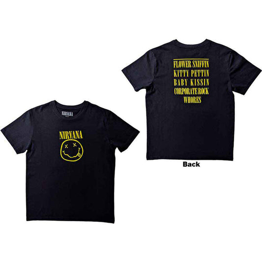 NIRVANA - FLOWER SNIFFIN - T-Shirt Black (Back Print)