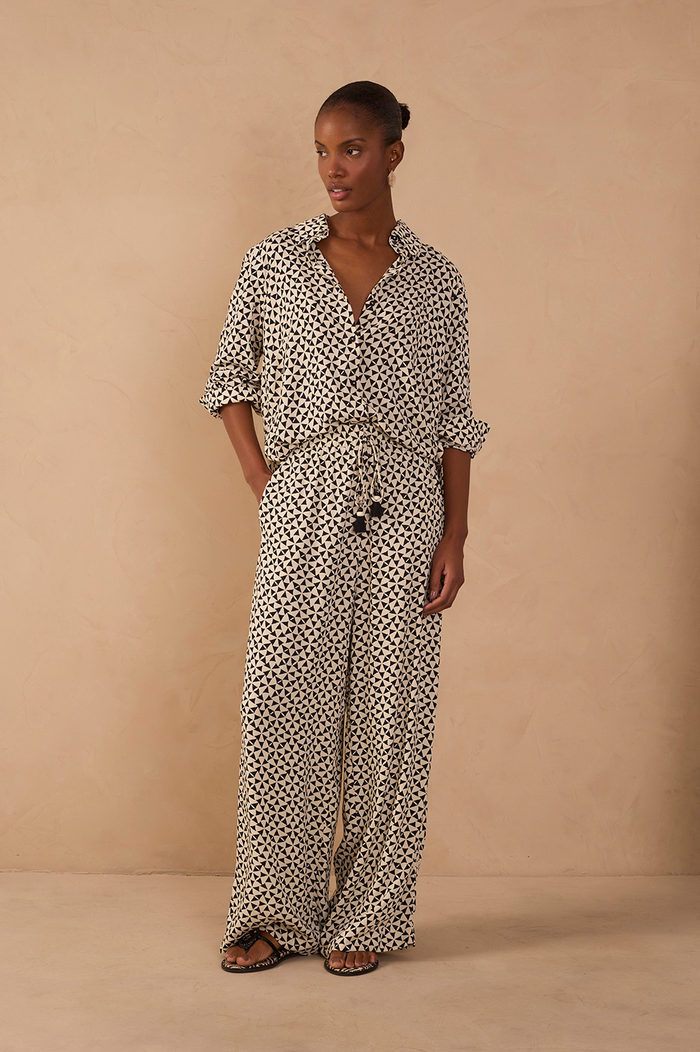 Off-White Vento Drawstring Pockets Wide-Leg Crepe Pants_1