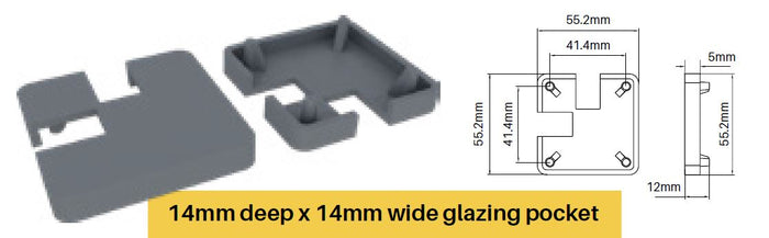 Offset 90 Degrees notched cap - extended lip, semi frameless post cap - Image 2