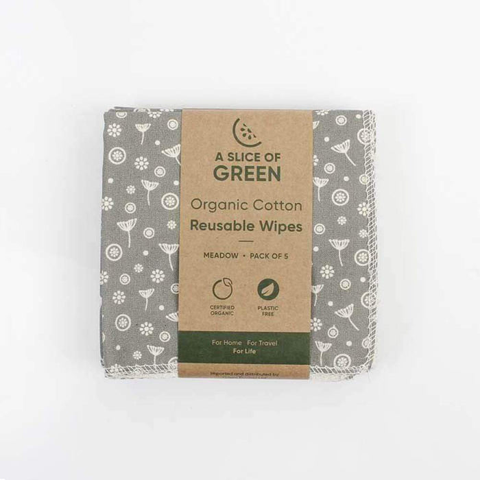 Organic Cotton Reusable Wipes - Meadow - Pack of 5 &Keep