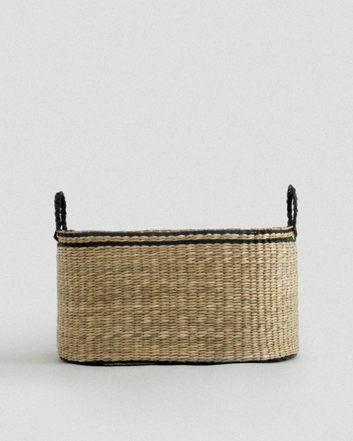 Oval Seagrass Basket – Black Kori Oval L