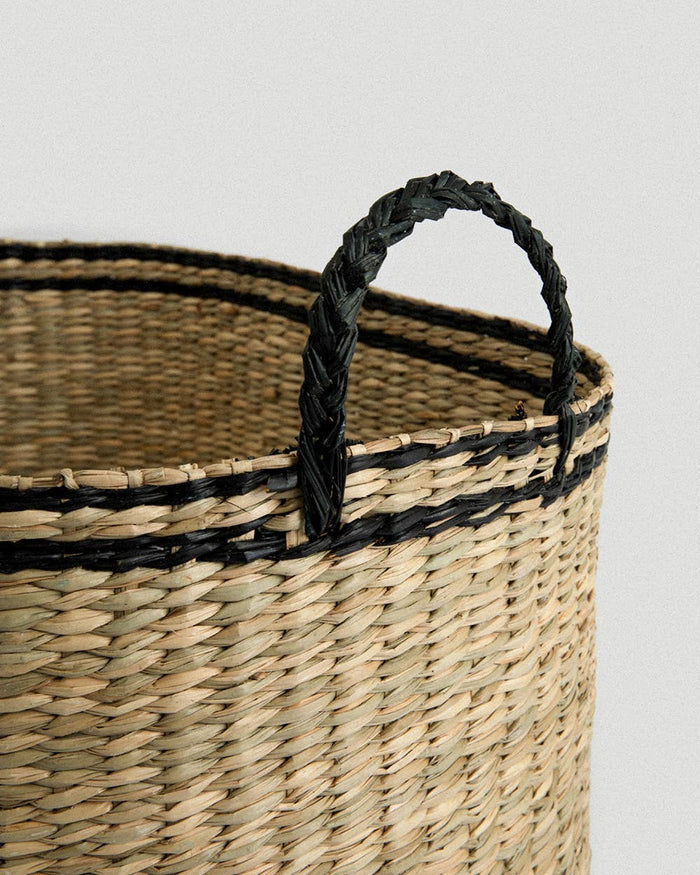 Oval Seagrass Basket – Black Kori Oval L