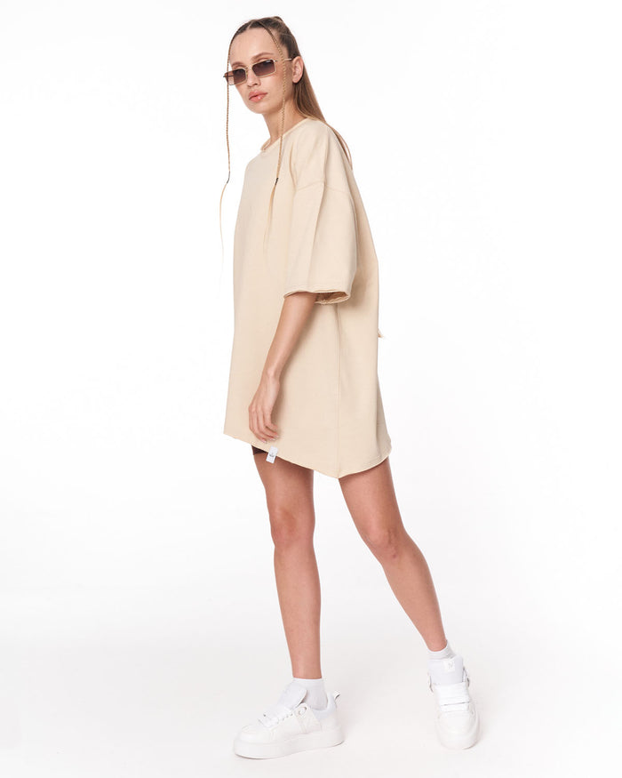 Women's Oversized Asymmetrical Beige T-Shirt streetwear look